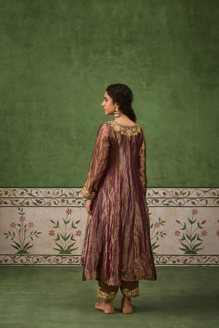 Reet Purple Tissue Anarkali Kurta Set of 3