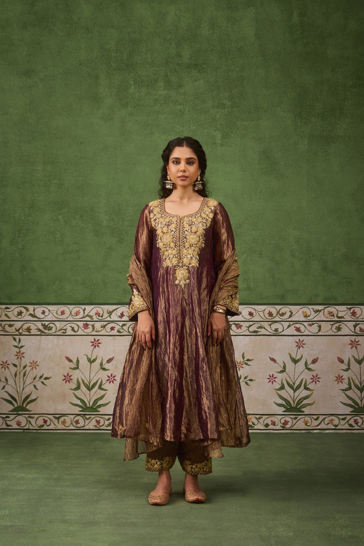 Reet Purple Tissue Anarkali Kurta Set of 3