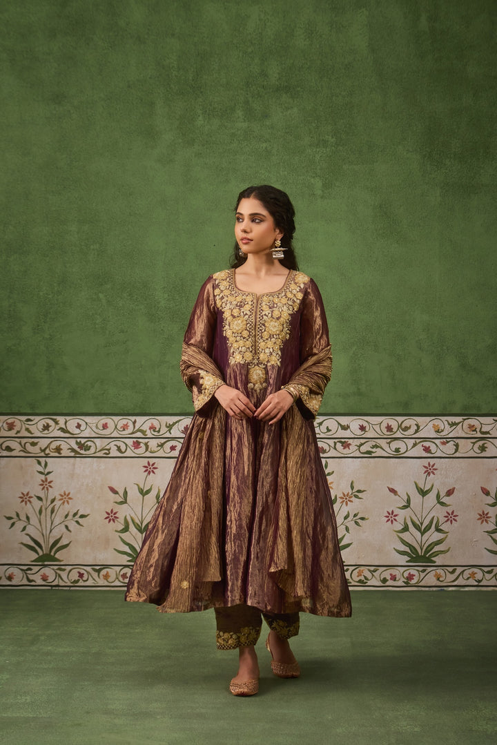 Reet Purple Tissue Anarkali Kurta Set of 3