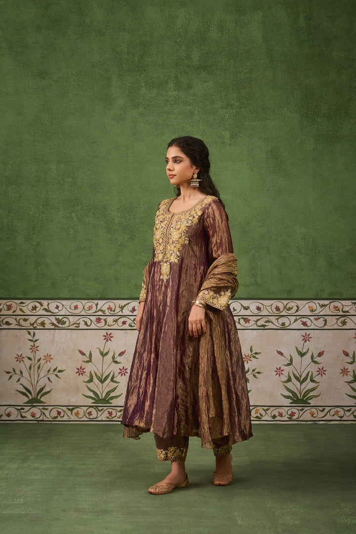 Reet Purple Tissue Anarkali Kurta Set of 3