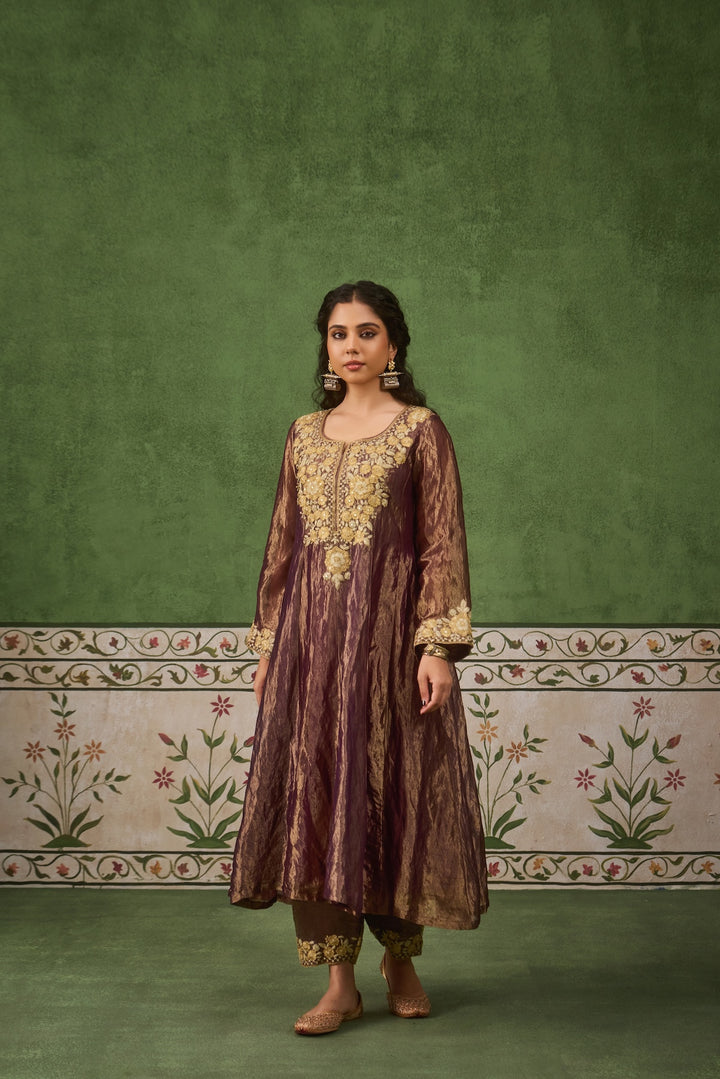 Reet Purple Tissue Anarkali Kurta Set of 3