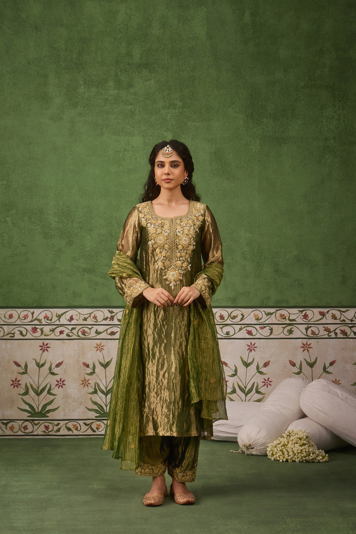 Reet Green Tissue Kurta Set of 3