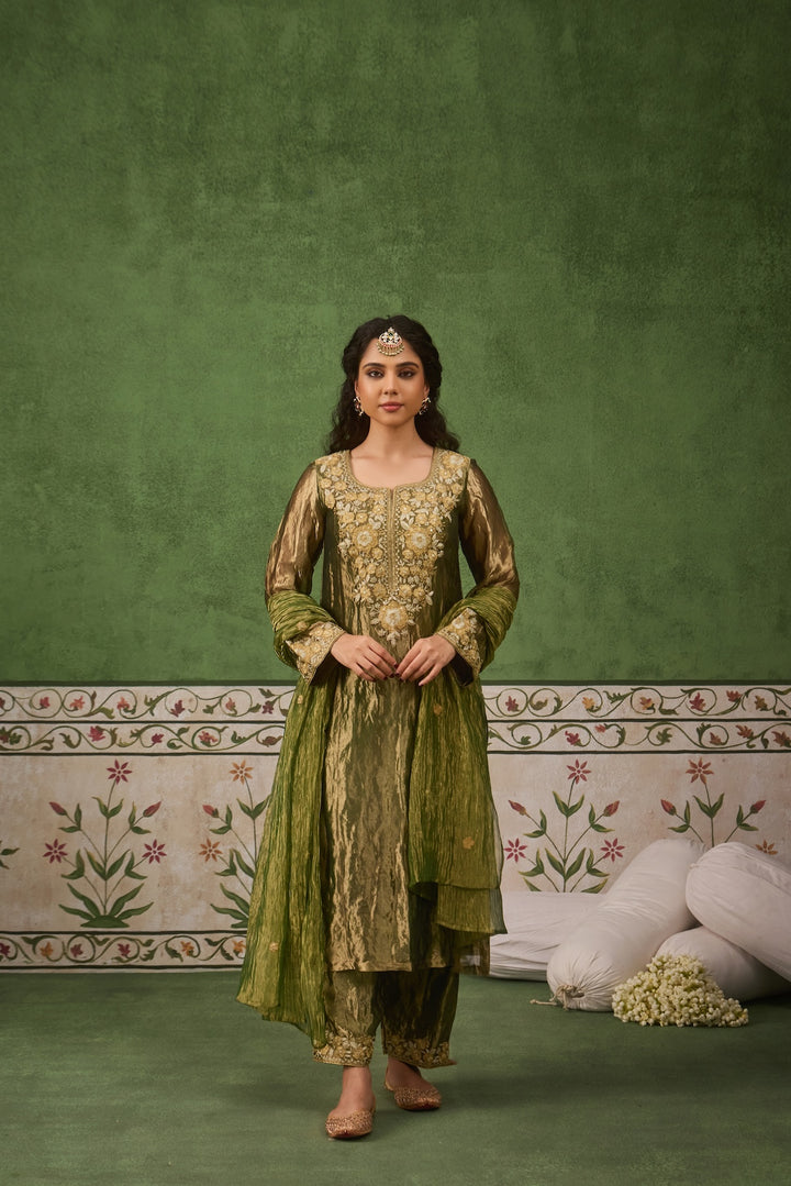 Reet Green Tissue Kurta Set of 3