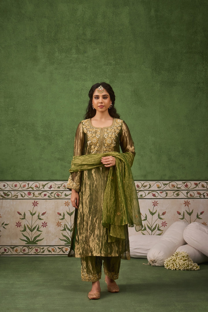 Reet Green Tissue Kurta Set of 3