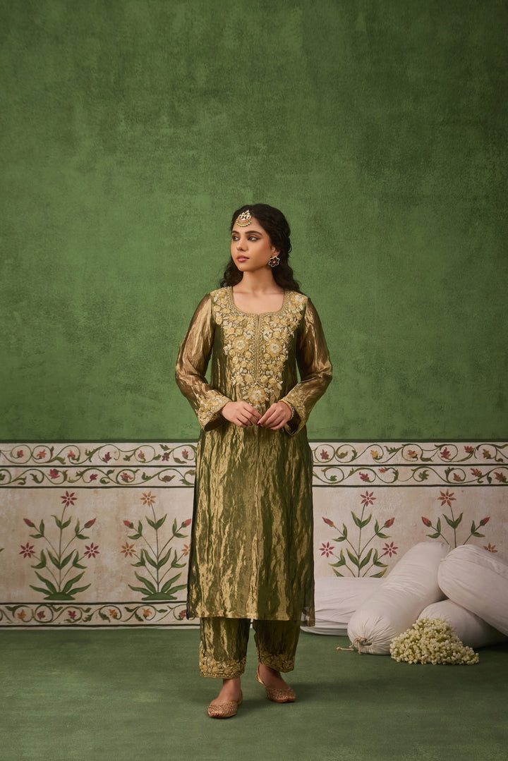 Reet Green Tissue Kurta Set of 3