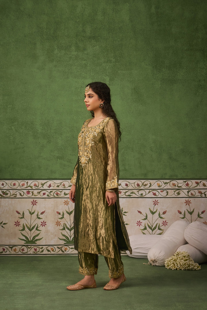 Reet Green Tissue Kurta Set of 3