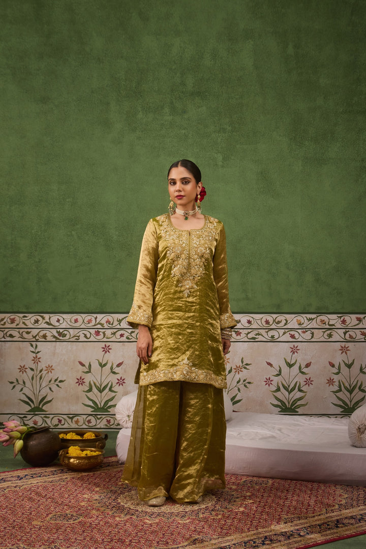 Reet Lime Green Tissue Sharara Set of 3