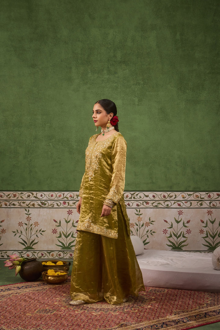 Reet Lime Green Tissue Sharara Set of 3