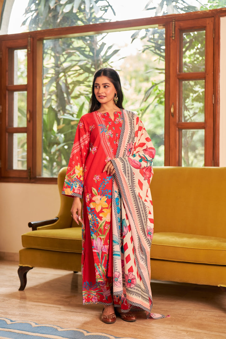 Dhwani Red White Kurta Set of 3