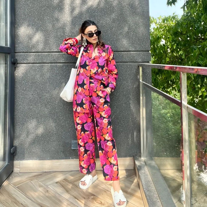 Mehak Jain in Black Blossom Cord set of 2