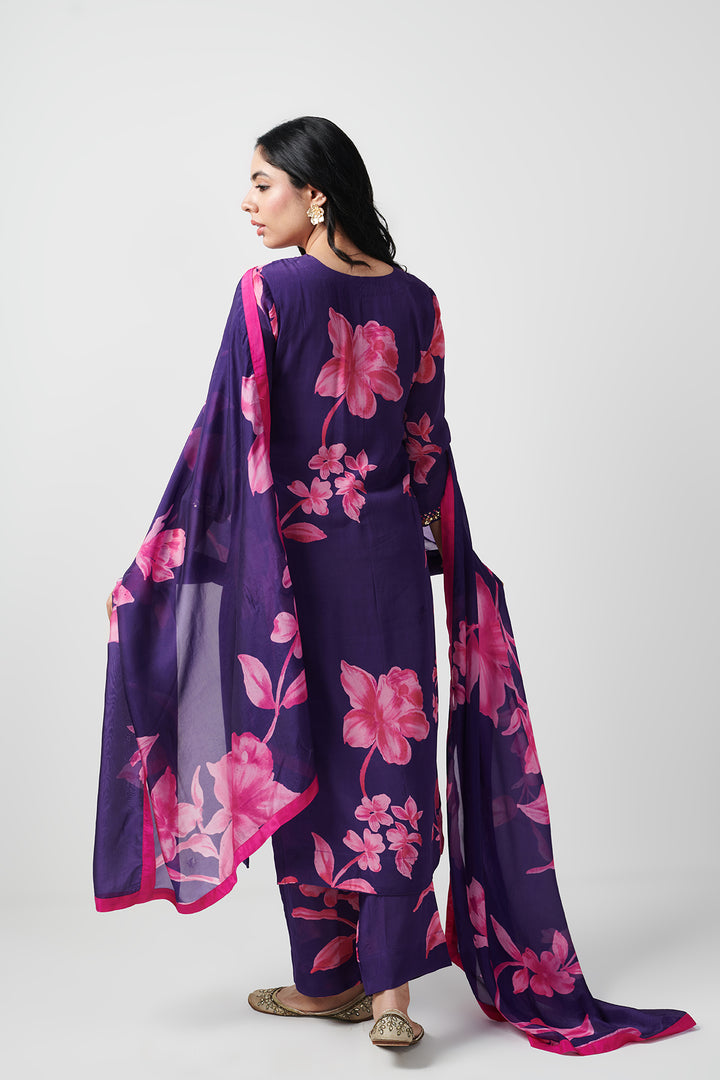 Jashn Purple Printed Kurta Set of 3