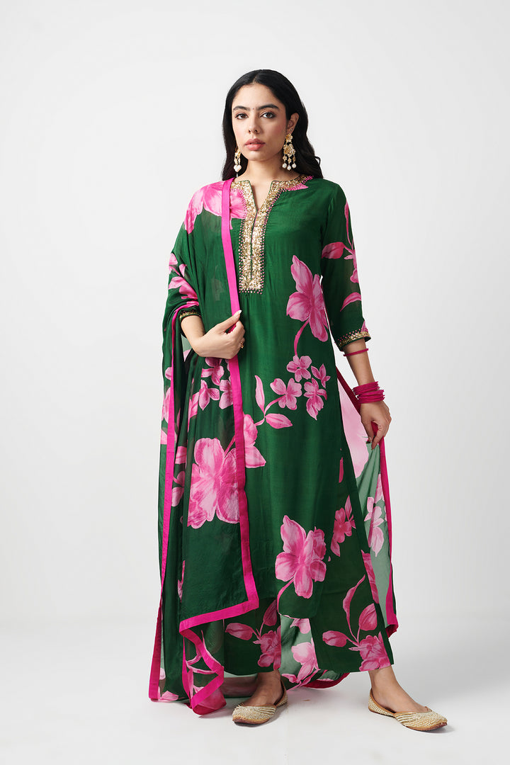 Jashn Green Printed Kurta Set of 3