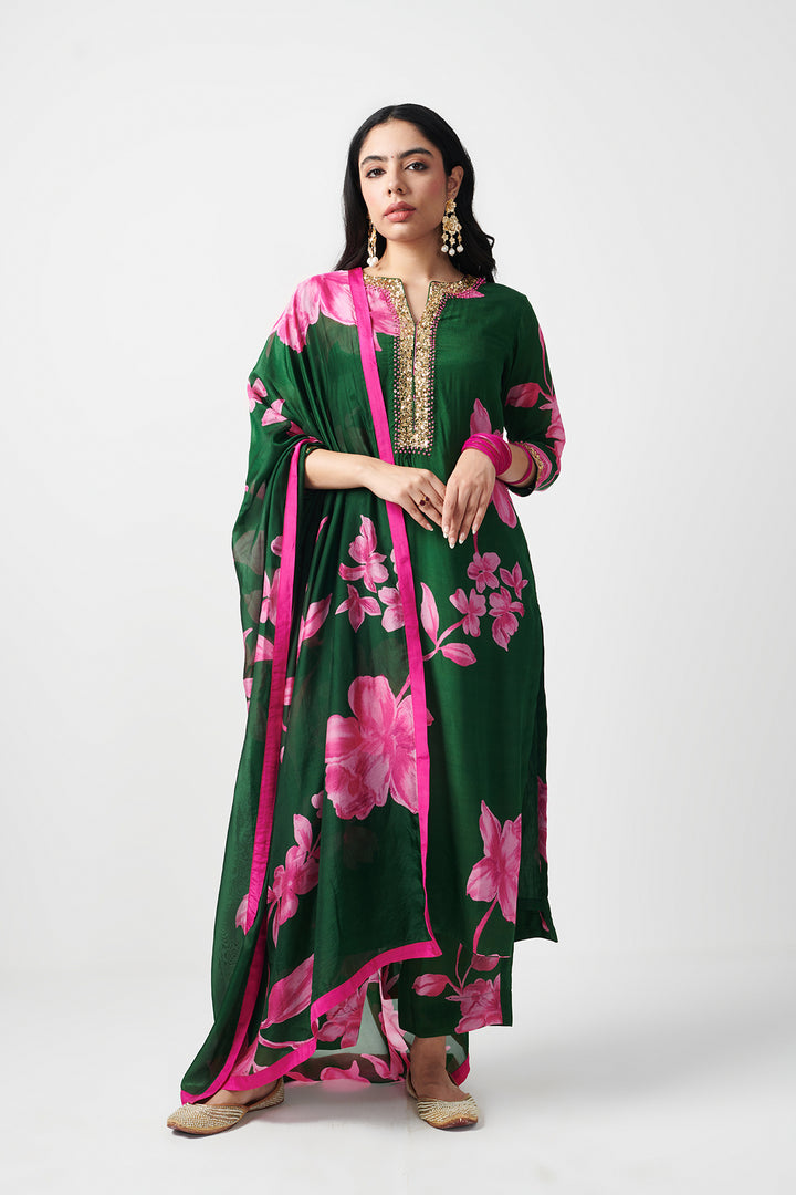 Jashn Green Printed Kurta Set of 3