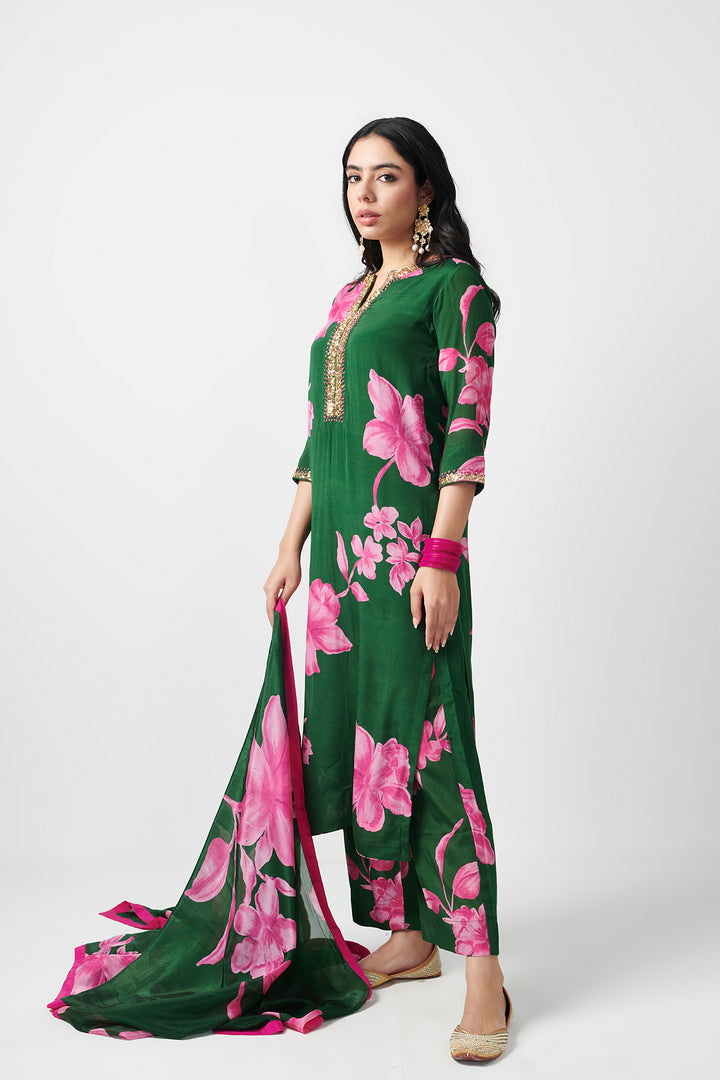 Jashn Green Printed Kurta Set of 3