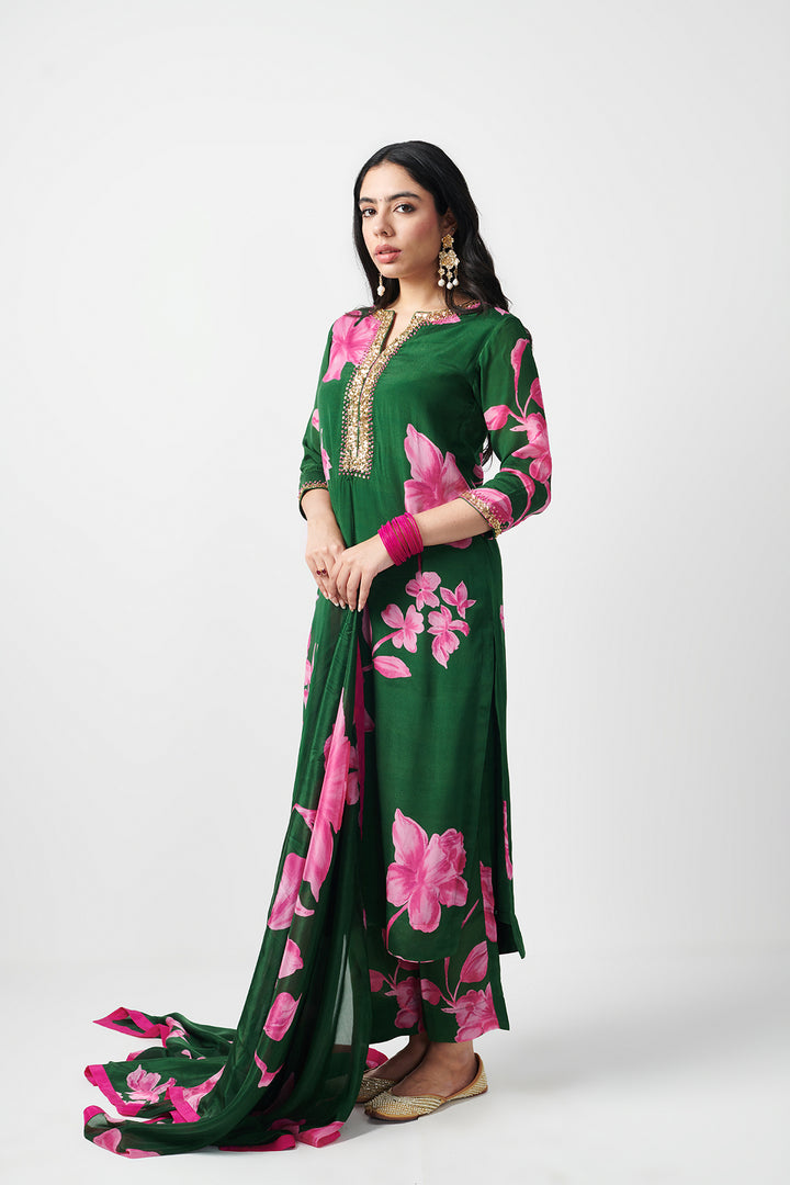 Jashn Green Printed Kurta Set of 3