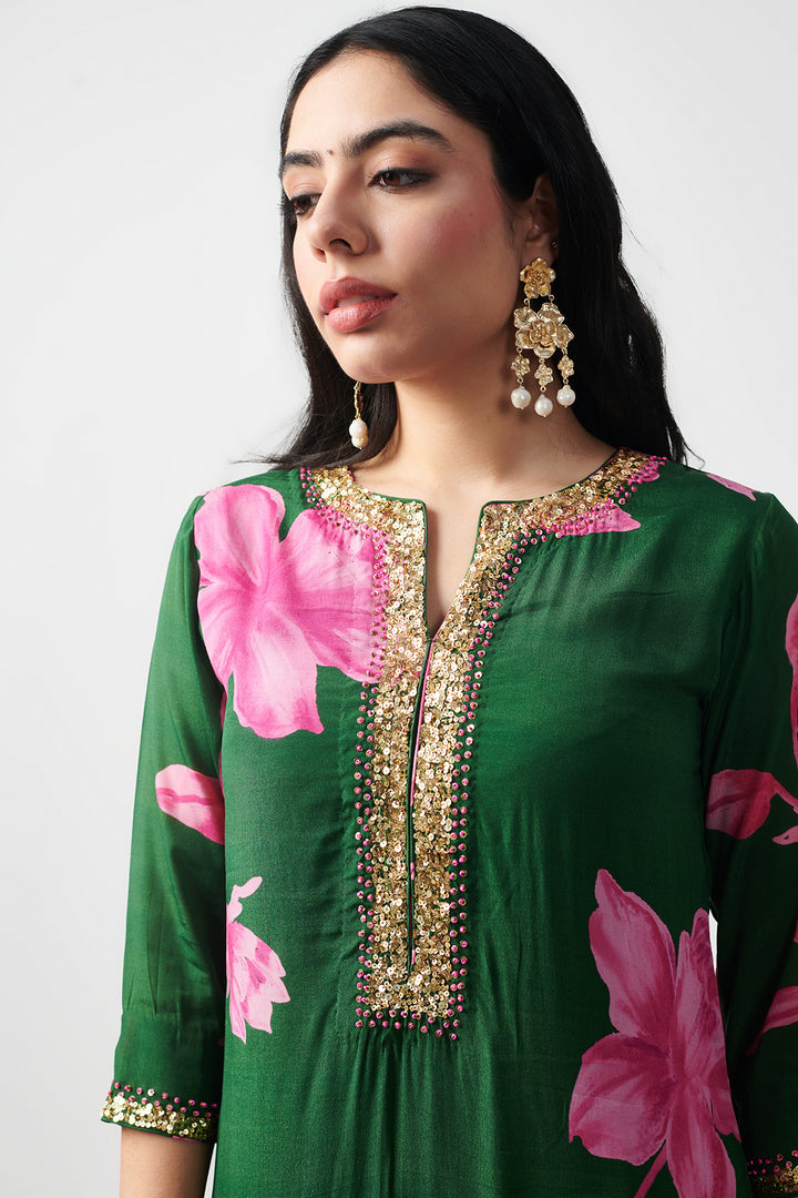 Jashn Green Printed Kurta Set of 3