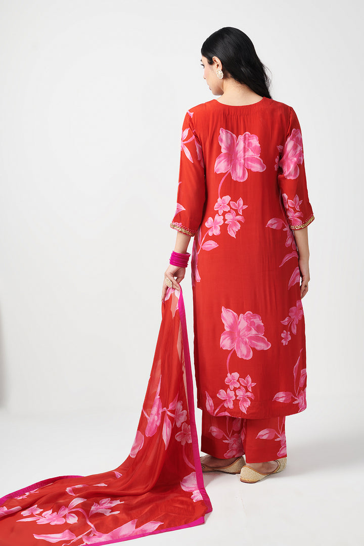 Jashn Red Printed Kurta Set of 3