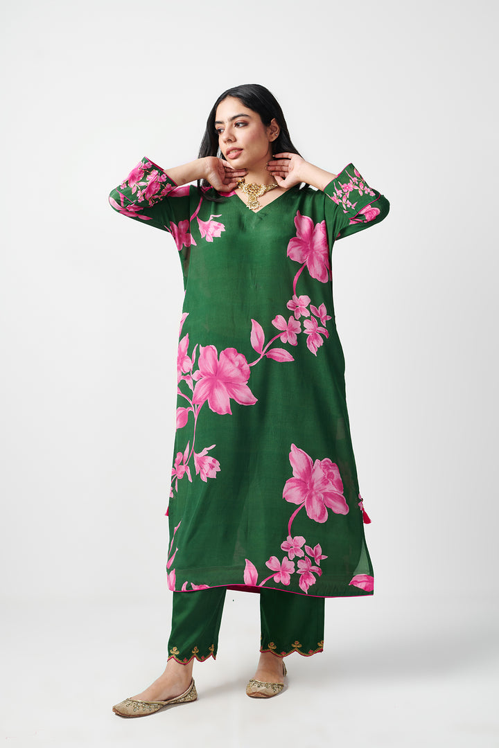 Jashn Green Kaftan Kurta Set of 2