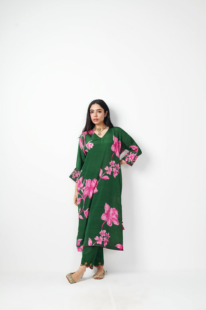 Jashn Green Kaftan Kurta Set of 2
