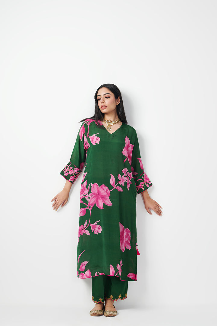 Jashn Green Kaftan Kurta Set of 2