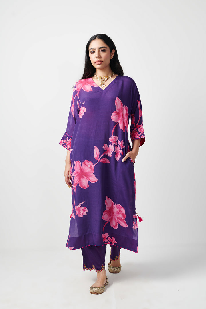 Jashn Purple Kaftan Kurta Set of 2
