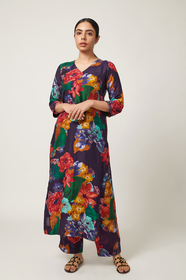 Songs of Summer PURPLE EMBROIDERED KURTA SET of 3