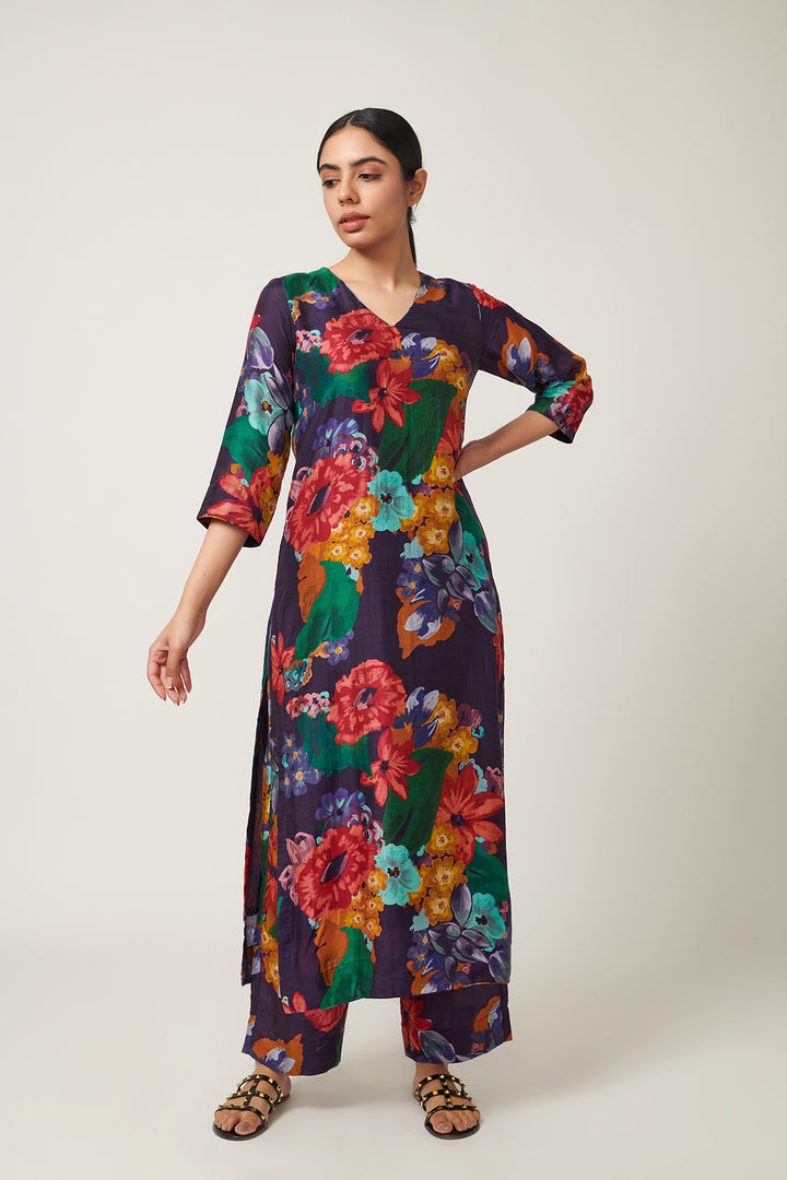 Songs of Summer PURPLE EMBROIDERED KURTA SET of 3