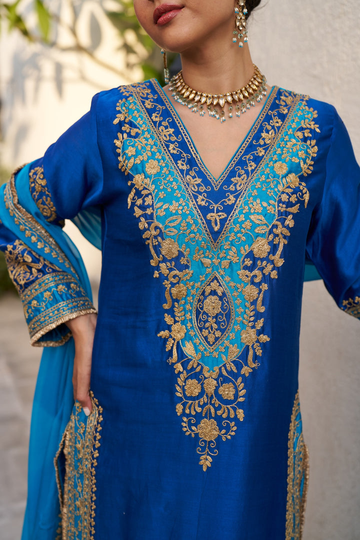 Inayat Blue Firozi Kurta Set of 3