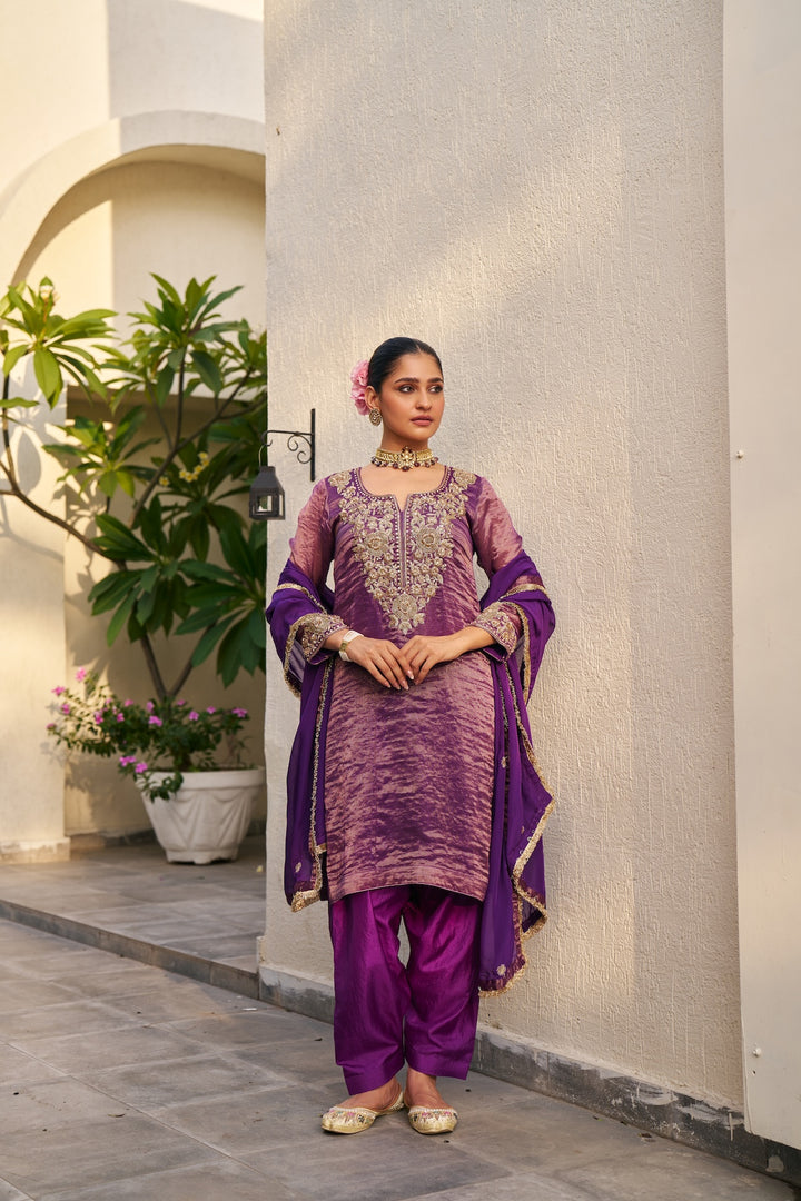 Inayat Purple Tissue Kurta Set of 3