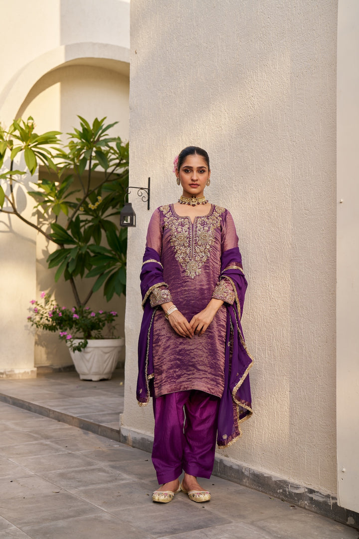 Inayat Purple Tissue Kurta Set of 3