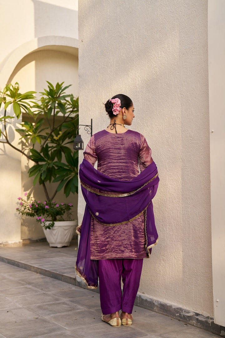 Inayat Purple Tissue Kurta Set of 3