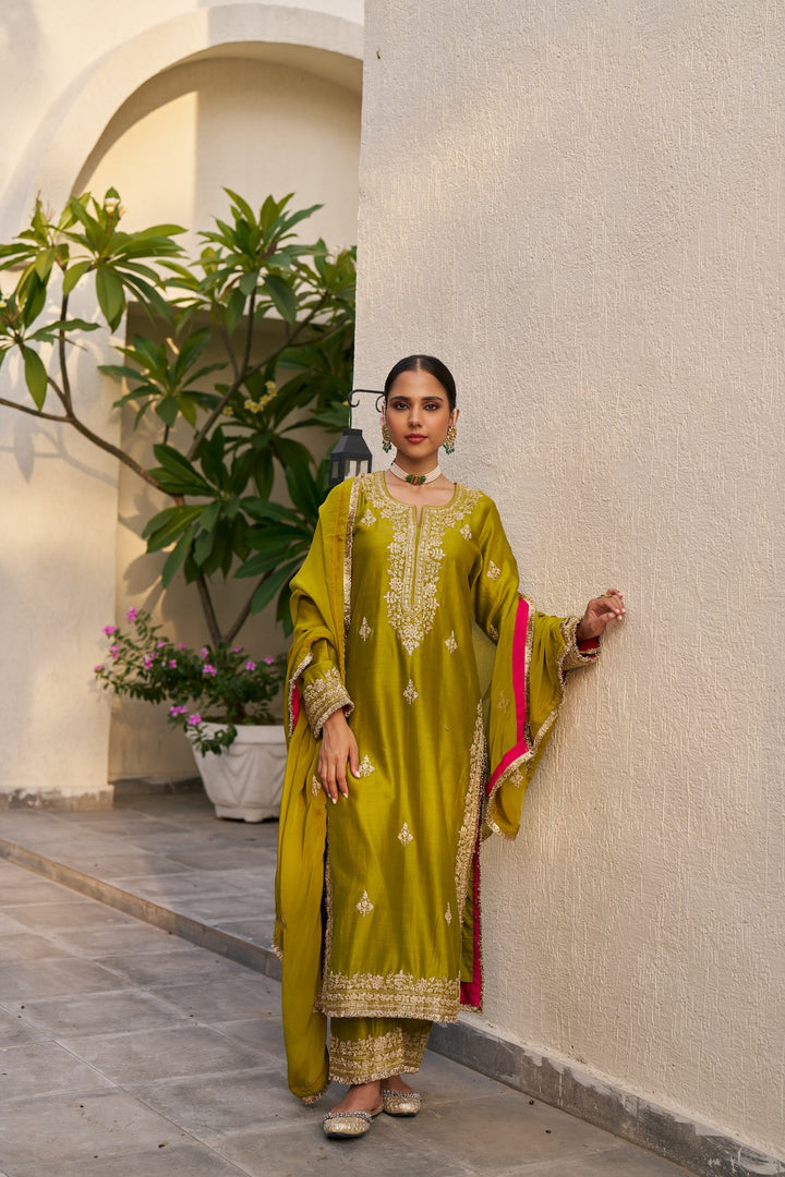 Lime Green Inayat Kurta Set of 3