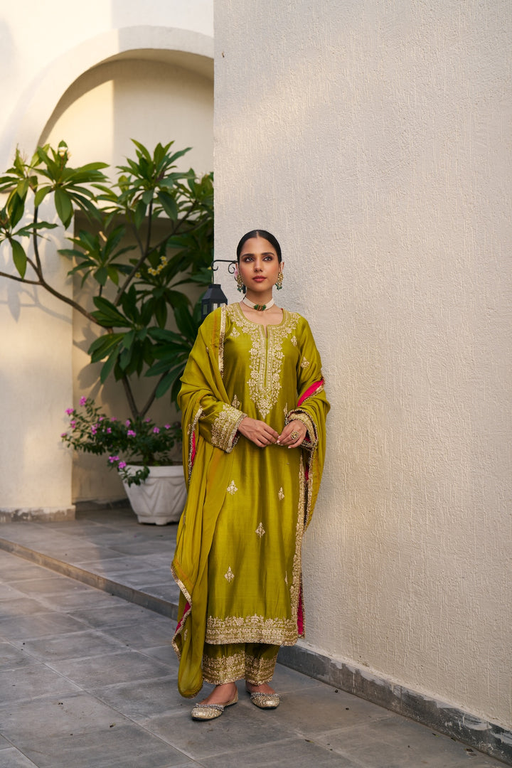 Lime Green Inayat Kurta Set of 3