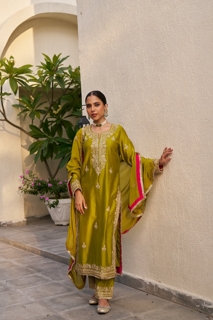 Lime Green Inayat Kurta Set of 3