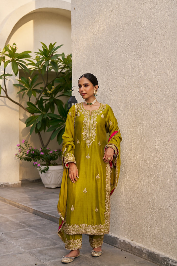 Lime Green Inayat Kurta Set of 3