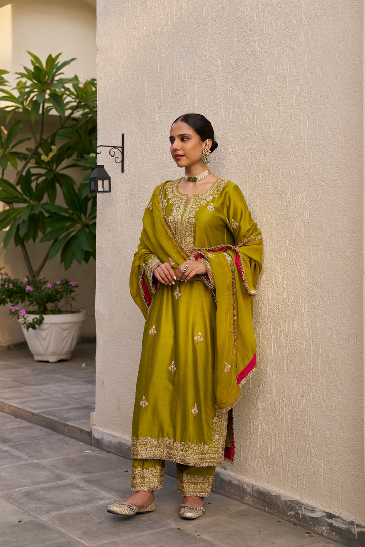 Lime Green Inayat Kurta Set of 3