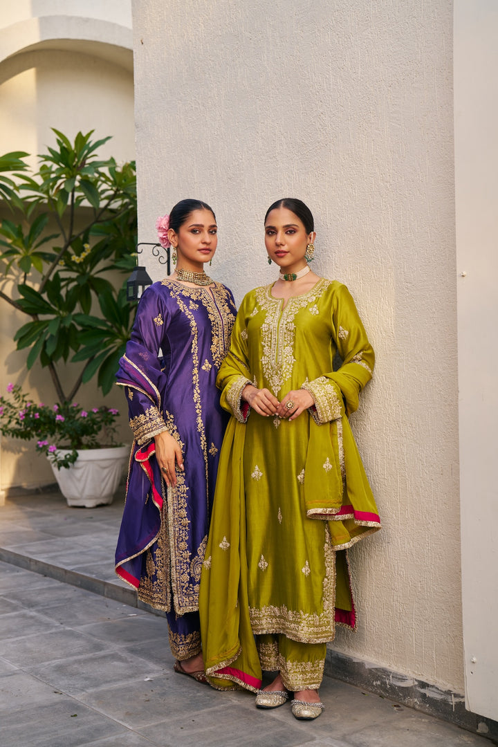 Lime Green Inayat Kurta Set of 3