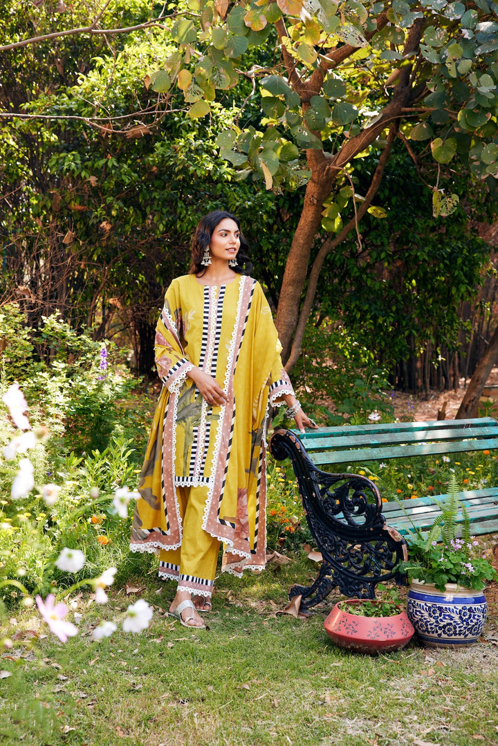 Noor Yellow Short Cotton Kurta-Set of 3