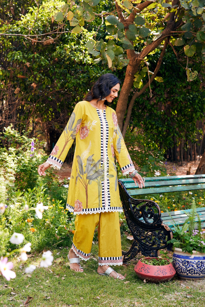 Noor Yellow Short Cotton Kurta-Set of 3