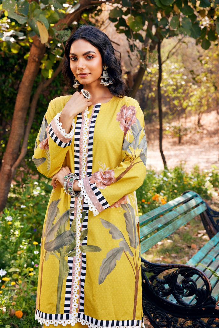 Noor Yellow Short Cotton Kurta-Set of 3