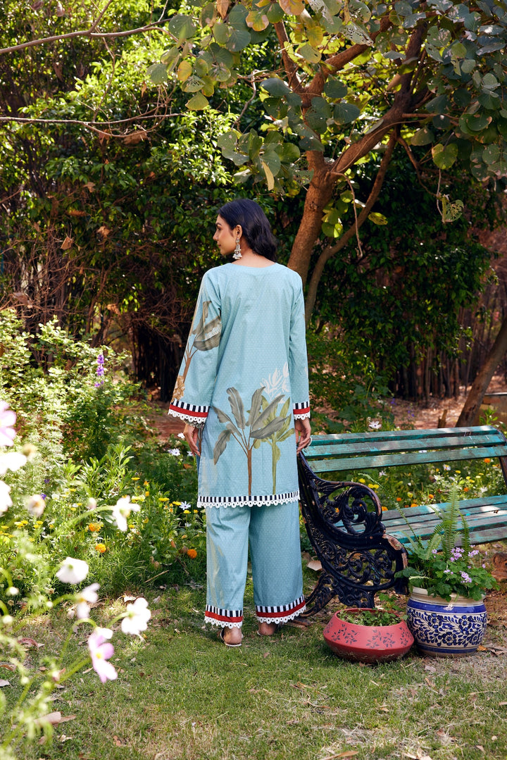 Noor Aqua Blue Short Cotton Kurta-Set of 3