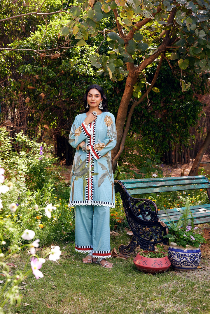 Noor Aqua Blue Short Cotton Kurta-Set of 3