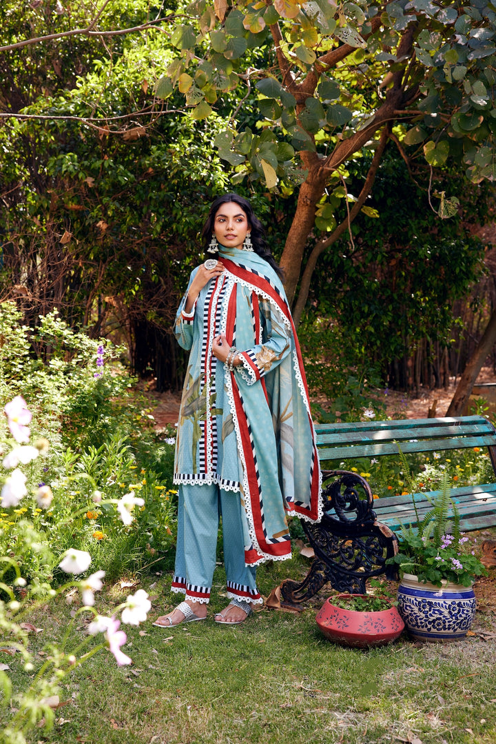 Noor Aqua Blue Short Cotton Kurta-Set of 3