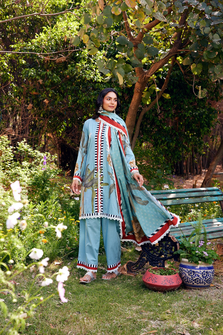 Noor Aqua Blue Short Cotton Kurta-Set of 3