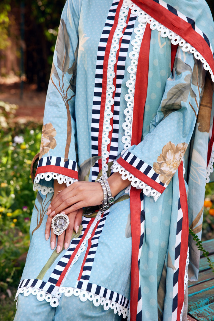 Noor Aqua Blue Short Cotton Kurta-Set of 3