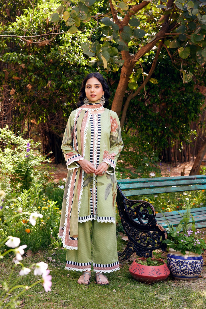 Noor Sage Green Short Cotton Kurta-Set of 3