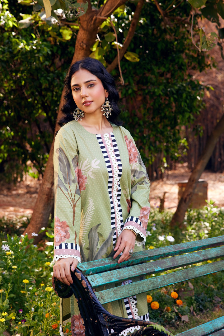 Noor Sage Green Short Cotton Kurta-Set of 3