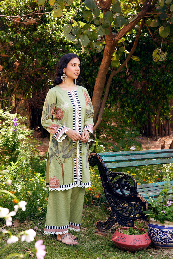 Noor Sage Green Short Cotton Kurta-Set of 3