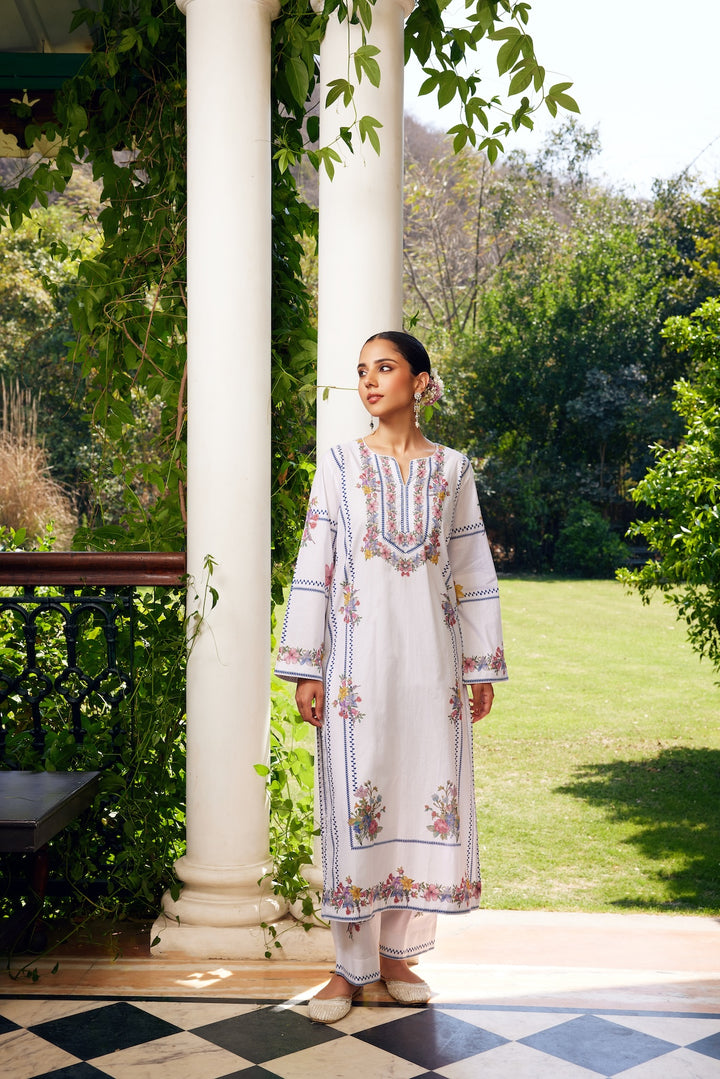 Gulzaar White Checked Kurta Set of 3