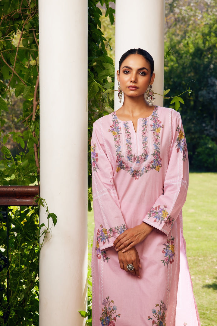 Gulzaar Blush Pink Checked Kurta Set of 3